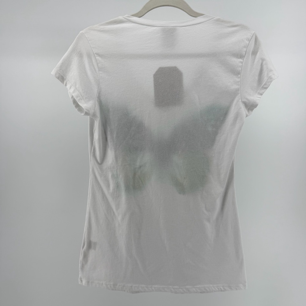 NWT Route 66 Ransom Y2K White V-Neck Butterfly Graphic T-Shirt, Women's Medium - Picture 3 of 7